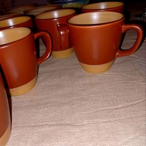 6 Casual Ceram Brown Coffee Mugs
